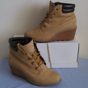 Women's Timberland Earthkeeper Amston Wedge Boots, Wheat Brown, Size 7.5M